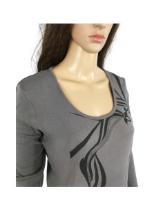 Tee-shirt gris femme Oxbow T40 manches longues coton 2