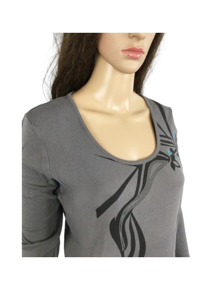 Tee-shirt gris femme Oxbow T40 manches longues coton
