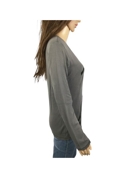 Tee-shirt gris femme Oxbow T40 manches longues coton