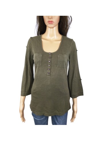 Tee-shirt kaki femme T40 manches 3/4 Mexx coton Tee-shirt kaki femme T40 manches 3/4 Mexx coton