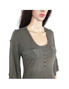 Tee-shirt kaki femme T40 manches 3/4 Mexx coton 2