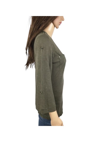 Tee-shirt kaki femme T40 manches 3/4 Mexx coton