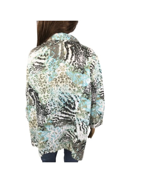 Chemisier noir turquoise femme T52 chic et léger