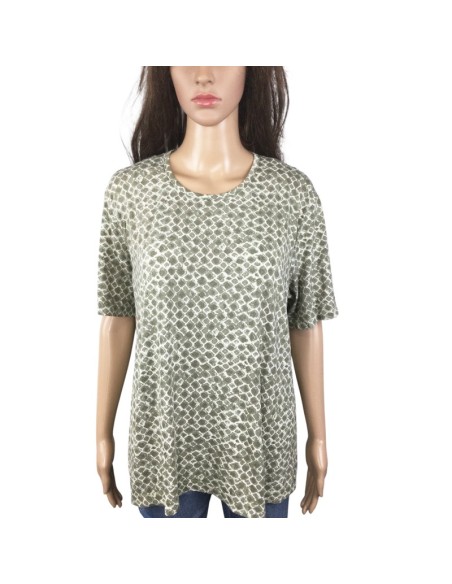 Tee-shirt kaki crème femme T46 manches courtes