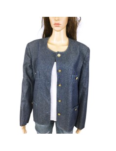 Veste en jean bleu foncé femme T46 chic à épaulettes