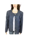 Veste en jean bleu foncé femme T46 chic à épaulettes