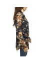 Chemisier bleu marine fleuri coton femme T42