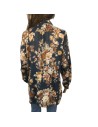 Chemisier bleu marine fleuri coton femme T42