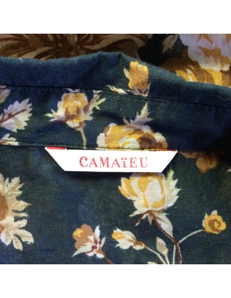 Chemisier bleu marine fleuri coton femme T42