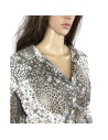 Chemisier marron blanc Modissimo T48 fluide chic
