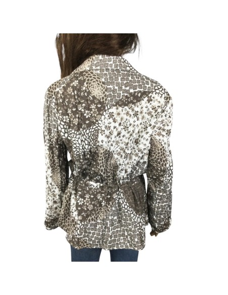 Chemisier marron blanc Modissimo T48 fluide chic