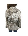 Chemisier marron blanc Modissimo T48 fluide chic