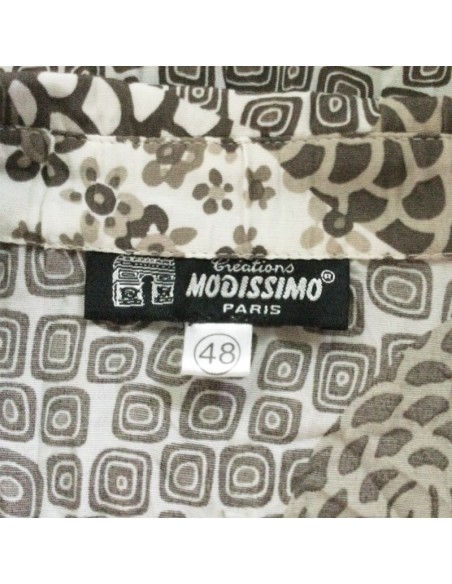 Chemisier marron blanc Modissimo T48 fluide chic