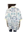 Chemisier blanc motifs bleus jaunes T48 chic été