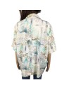 Chemisier blanc à motifs bleus T46 manches courtes