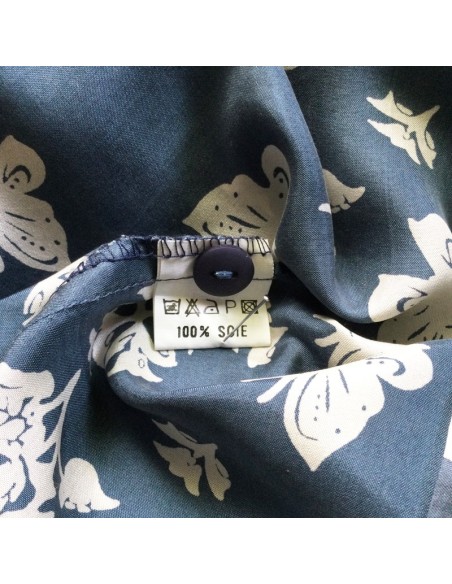 Chemisier bleu papillons T50 Soie été léger fluide