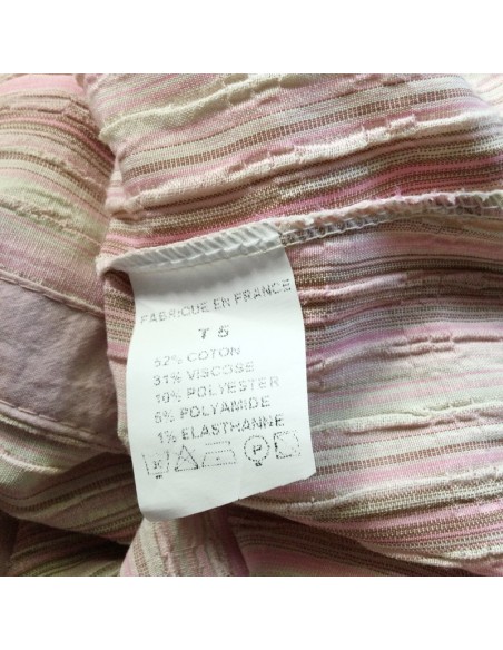 Chemise rayée rose blanche T48 Tandem été fluide légère