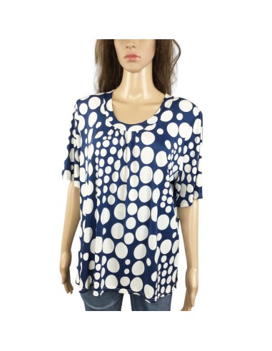 Blouse bleue pois blancs T40 Week End à Paris fluide été Blouse bleue pois blancs T40 Week End à Paris fluide été