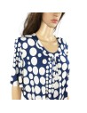 Blouse bleue pois blancs T40 Week End à Paris fluide été