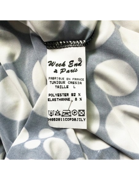 Blouse bleue pois blancs T40 Week End à Paris fluide été