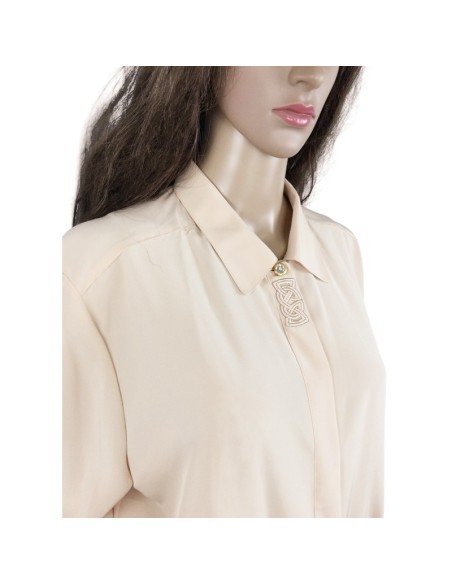 Chemisier vintage abricot brodé T40 Marie Pomme