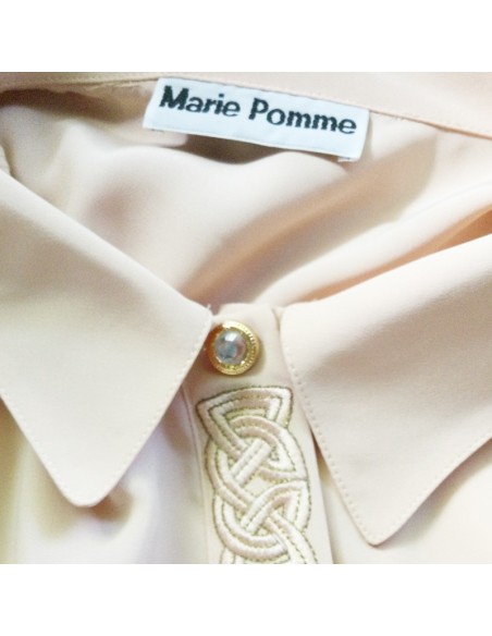 Chemisier vintage abricot brodé T40 Marie Pomme