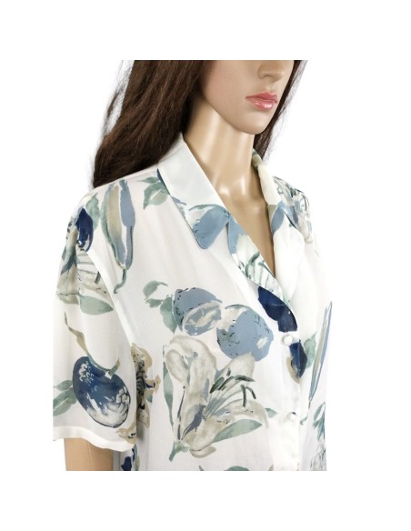 Chemisier blanc bleu chic T48 Un Jour Ailleurs été