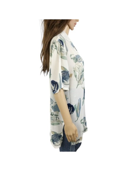 Chemisier blanc bleu chic T48 Un Jour Ailleurs été