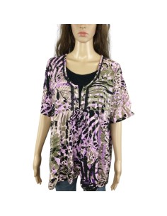 Blouse lilas kaki T50/52 CANDA légère et fluide