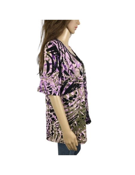 Blouse lilas kaki T50/52 CANDA légère et fluide