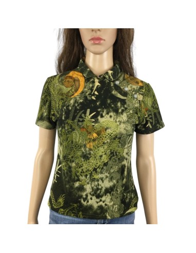 Tee-shirt vert kaki T38 motifs Asie manches courtes Tee-shirt vert kaki T38 motifs Asie manches courtes