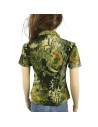 Tee-shirt vert kaki T38 motifs Asie manches courtes