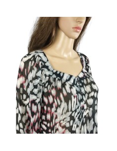 Blouse fluide grise noire rouge T40 Yessica 2