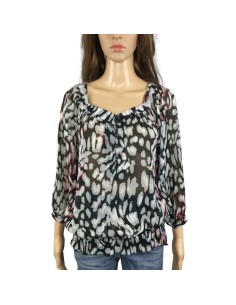 Blouse fluide grise noire rouge T40 Yessica