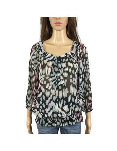 Blouse fluide grise noire rouge T40 Yessica Blouse fluide grise noire rouge T40 Yessica