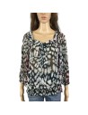 Blouse fluide grise noire rouge T40 Yessica