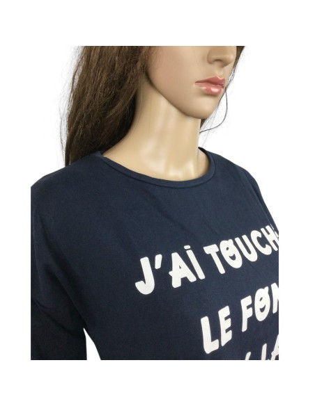 Tee-shirt bleu marine flocage blanc Bizzbee T34