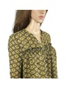 Chemise kaki à motifs jaunes voile T42/44 fluide