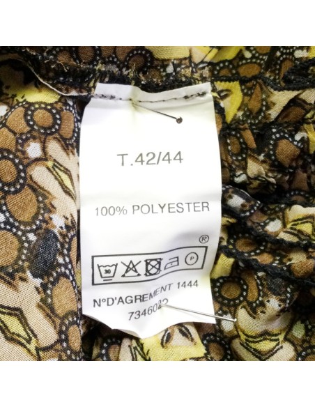 Chemise kaki à motifs jaunes voile T42/44 fluide