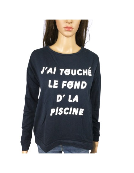 Tee-shirt bleu marine flocage blanc Bizzbee T34