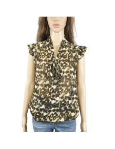 Blouse léopard lavallière effet bouffant T40 Yessica