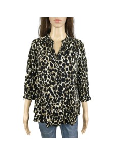 Blouse léopard kaki noire marron neuve T42 Canda
