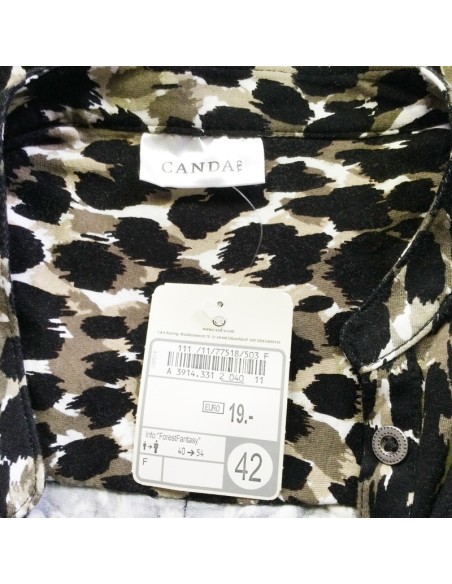 Blouse léopard kaki noire marron neuve T42 Canda
