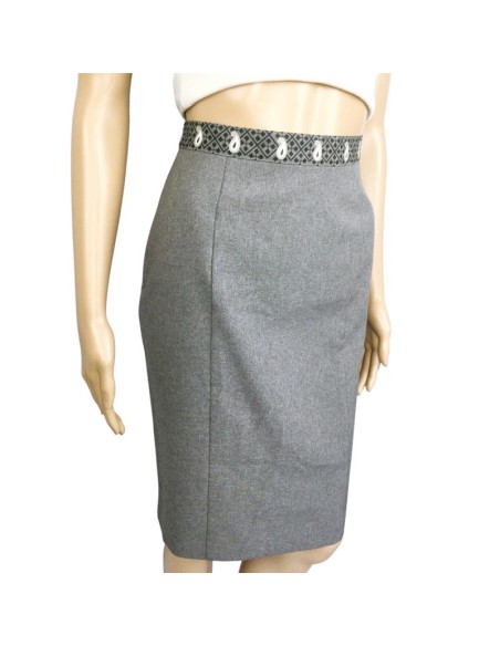 Jupe crayon grise T40 doublée style tailleur classique