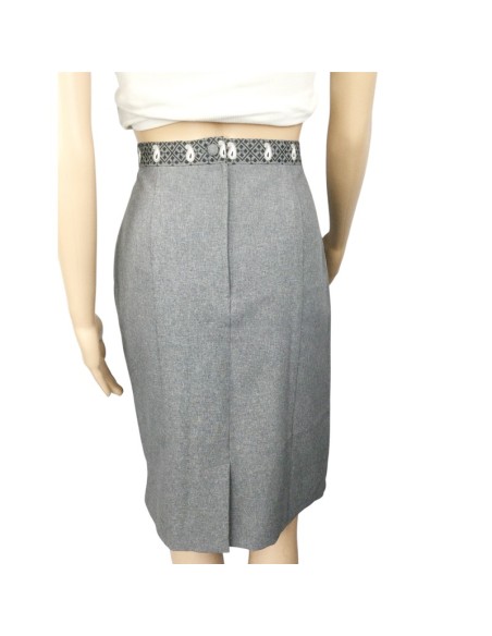 Jupe crayon grise T40 doublée style tailleur classique
