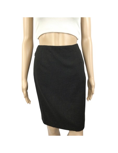 Jupe crayon grise AKRIS T38 laine vierge tailleur chic