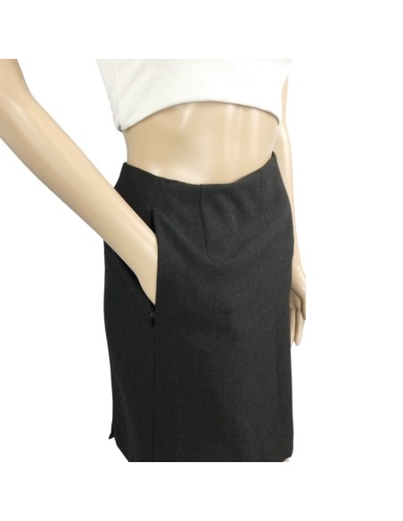 Jupe crayon grise AKRIS T38 laine vierge tailleur chic