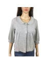 Gilet gris clair col Claudine manches 3/4 T34