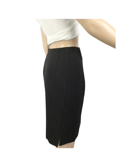 Jupe crayon grise AKRIS T38 laine vierge tailleur chic
