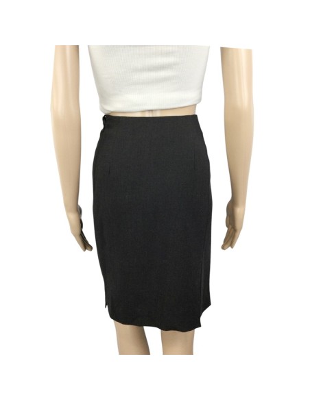 Jupe crayon grise AKRIS T38 laine vierge tailleur chic